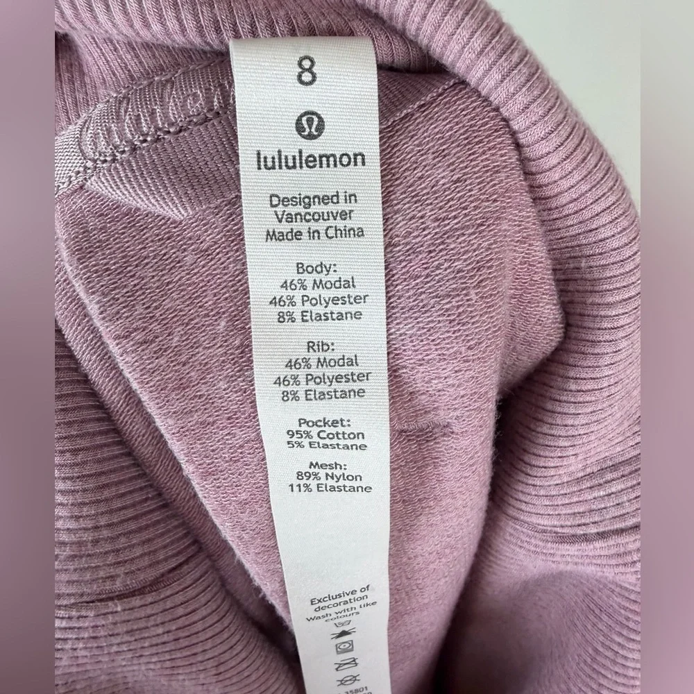 Lululemon High Lines Pullover Funnel Neck Sweatshirt Vintage Mauve Size 8